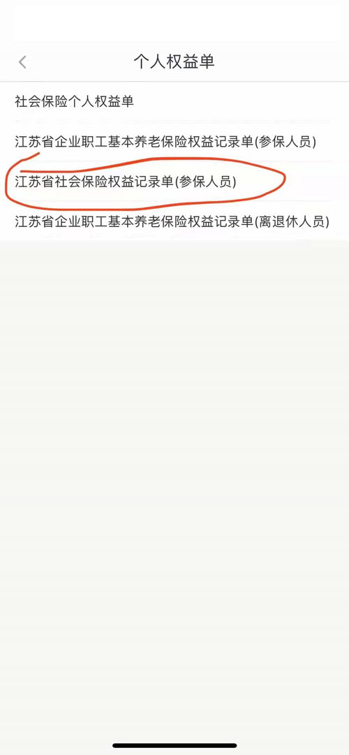 選擇江蘇省社會(huì)保險(xiǎn)權(quán)益記錄單(參保人員)
